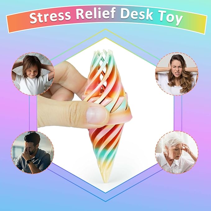 3PCS Impossible Cone,3D Printed Spiral Cone Fidget Toys,Impossible Pyramid Passthrough Sculpture,Stress Relieving Toys for Adults and Kids,Stocking Filler White Elephant Gifts (Candy Color-2)
