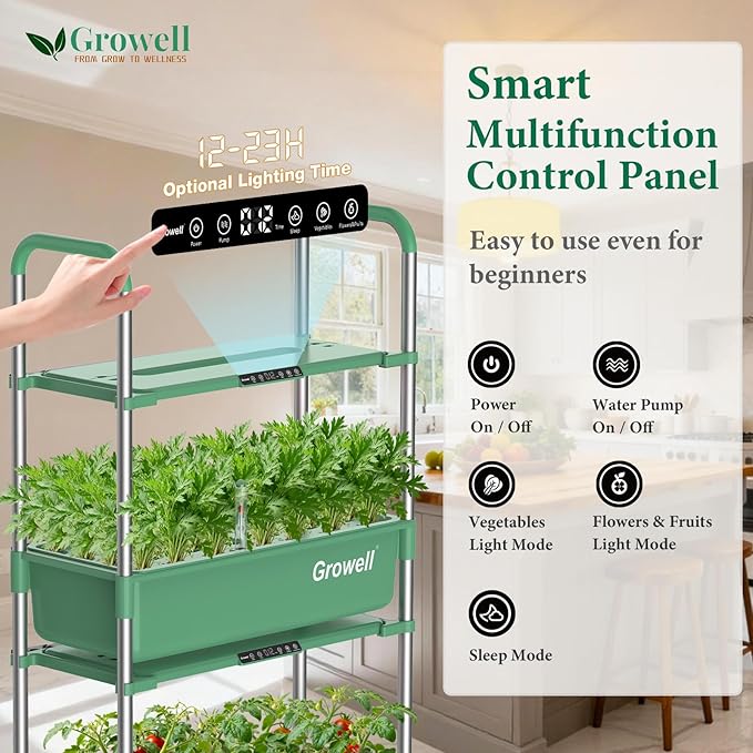 Hydroponics Growing System Kit, 81 Pods Vertical Indoor Herb Garden with Smart LED Grow Light, Auto Circulating Water Pump Each Tier, 42L Hydroponic Gardening Systems for Ideal Gifts (Green)