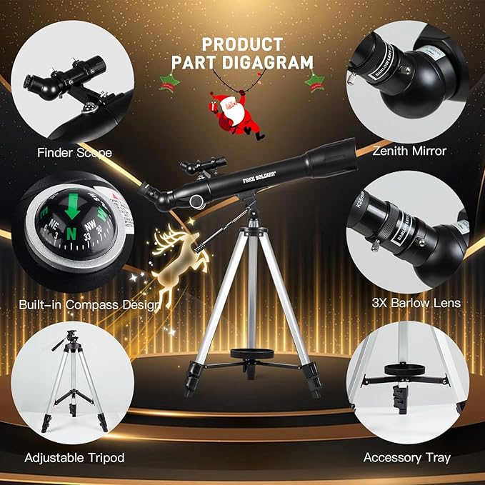 Telescopes for Adults High Powered, 700x90mm AZ Astronomical Professional Refractor Telescope for Beginners Astronomy with Advanced Eyepieces, Cool Astronomy for Christmas, Black