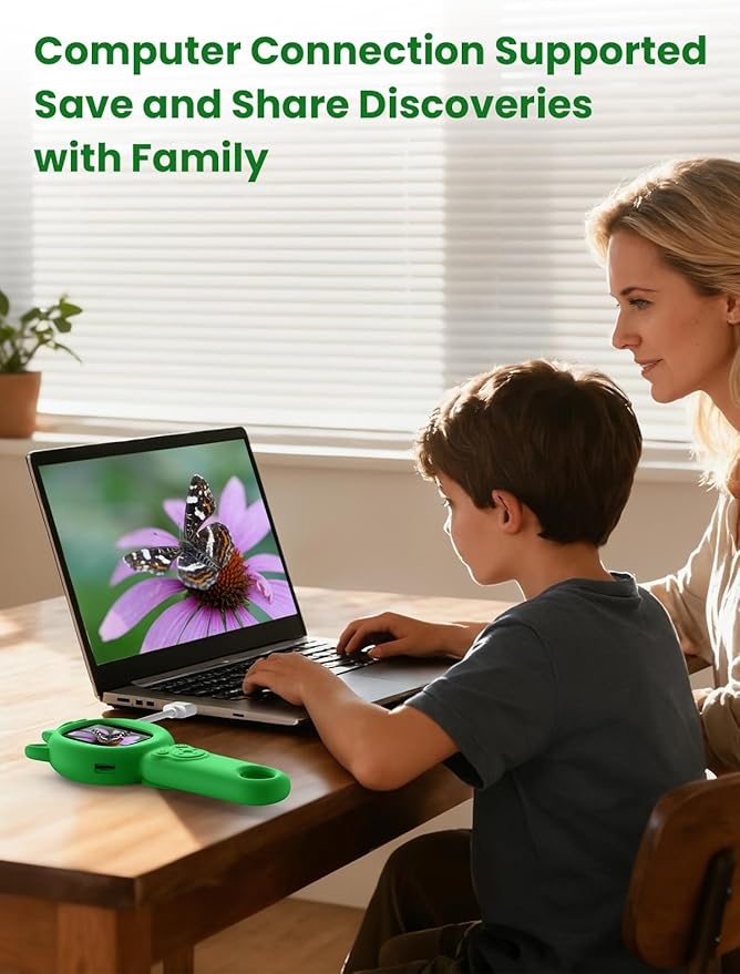Microscope for Kids, Auto-Focus Handheld Digital Microscopes with 2.0" Screen, 8 LEDs Rechargeable Pocket Mini Microscope Christmas Gifts Educational Science Toys for Ages 5 6 7 8 9 10 11 12