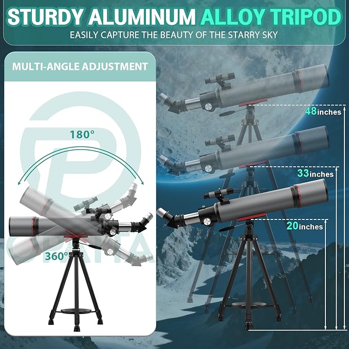 Telescope for Adults High Powered - Portable Astronomy Telescope for Kids & Beginners - 90mm Aperture 600mm Refractor Profesional Telescopes with Phone Adapter Tripod Carry Bag