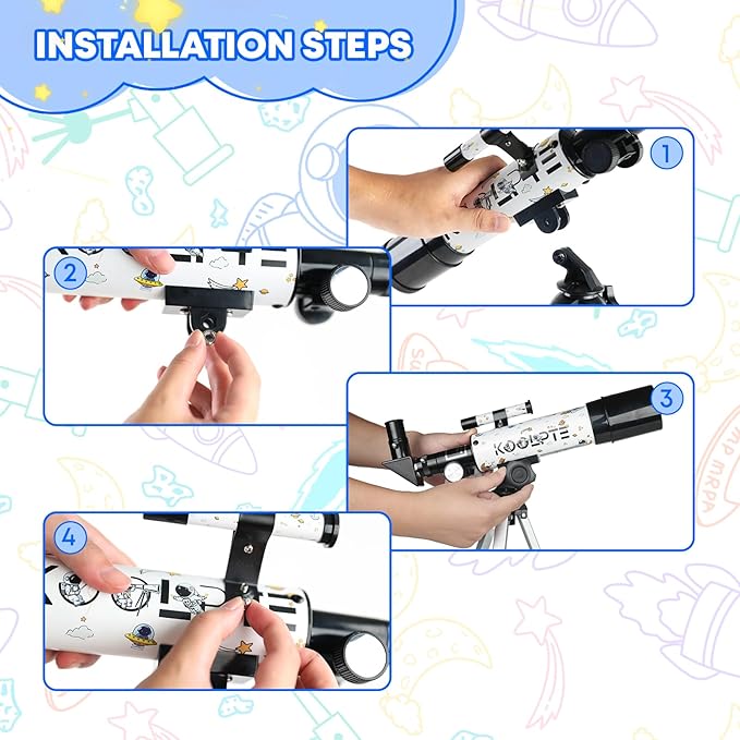 Kids Telescope for Astronomy Beginners – 50mm Portable Refractor Telescope with Tripod & Eyepieces, STEM Space Toy for Boys & Girls, Educational Gift for Kids Age 6–14