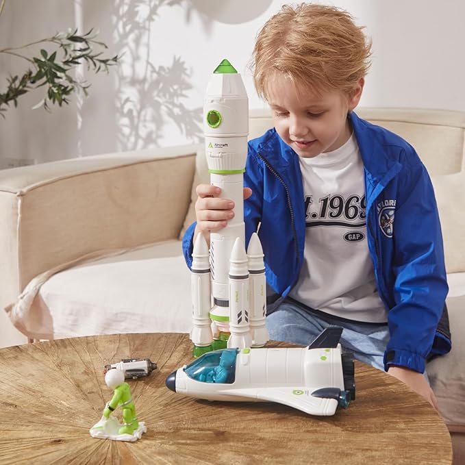 TOY Life Space Toy Rocket Toys for Kid Shuttle with Astronaut Spaceship Planet Stem with Christmas Spaces Station for Boy 3 4 5 6 7 8, Gift for Age 3+