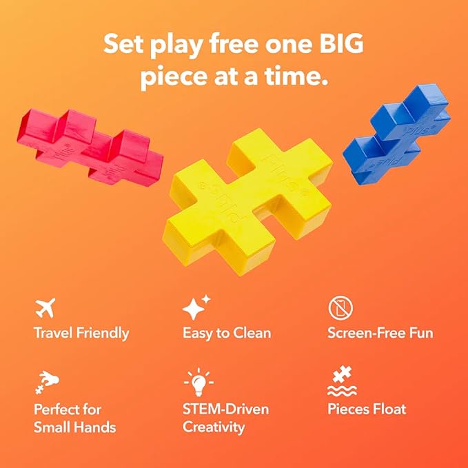 PLUS PLUS Big – 15 Piece Tropical Mix – Construction Building Stem/Steam Toy, Interlocking Large Puzzle Blocks for Toddlers and Preschool, Open Play Tube