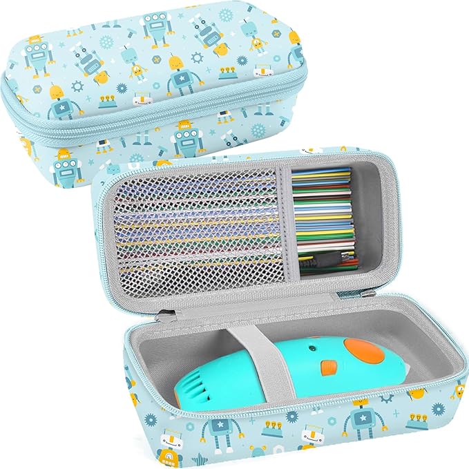 Leayjeen Storage Case Compatible with 3Doodler Start+ Essentials for 3D Pen Set for Kids, for Kids Ages 8-12,Fit for 3D Printing Pen Carrying case(Case Only)-Blue Robot