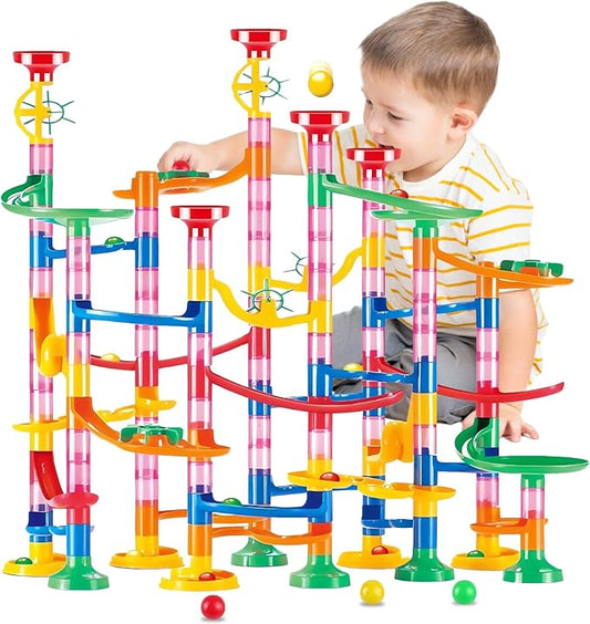Marble Run for Kids - 133 PCS Construction Building Blocks Toys with Plastic Marbles, Maze Marble Track STEM Educational Toy, Birthday Gifts for Boys and Girls
