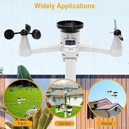 Urageuxy Weather Station Wireless Indoor Outdoor WiFi Weather Stations with Rain Gauge and Wind Speed/Direction,Temperature, Humidity, Weather Forecast, UV/Light, Moon Phase and Alarm