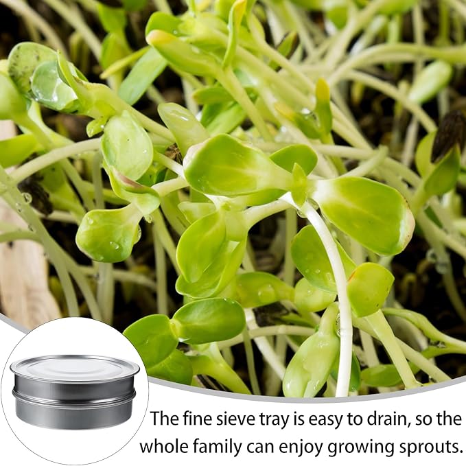 Stainless Steel Sprouting Tray Kit Set with Galvanized Base Cover Mesh Germination Tray for Seeds Legumes and Microgreens Gardening Tool for Home and Balcony Use