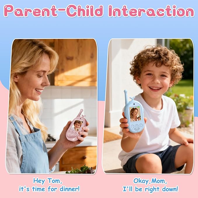 Video Walkie Talkies for Kids Toys - 2 Pack Rechargeable Walkie Talkie with Camera,Long Range 2 Way Radio for Outdoor Camping Games,Christmas Birthday Gifts for Boys Girls Age 3-12(Pink+Blue)