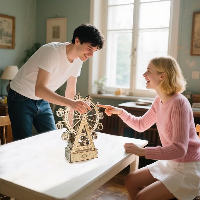 3D Wooden Puzzle Gear Ferris Wheel Music Box You are My Sunshine Handmade Assembly Model Kit Holidays Brthdays