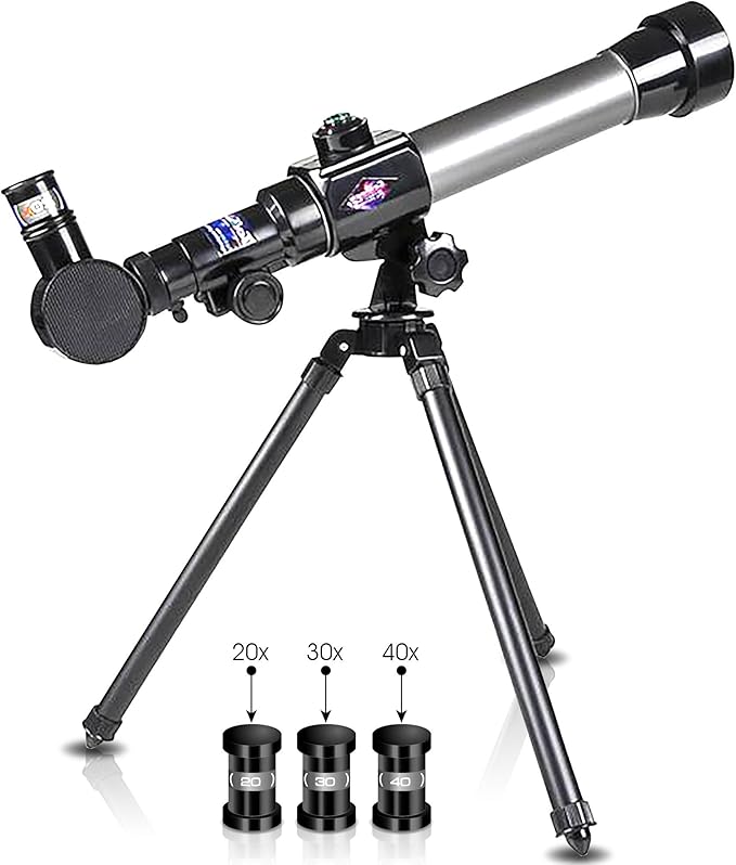 ArtCreativity Kids Telescope for Beginners with Tripod Stand & 3 Eyepieces (20x, 30x, 40x) | Educational Astronomy Toy, STEM Science Learning Gift & Birthday Present for Boys & Girls Ages 3+