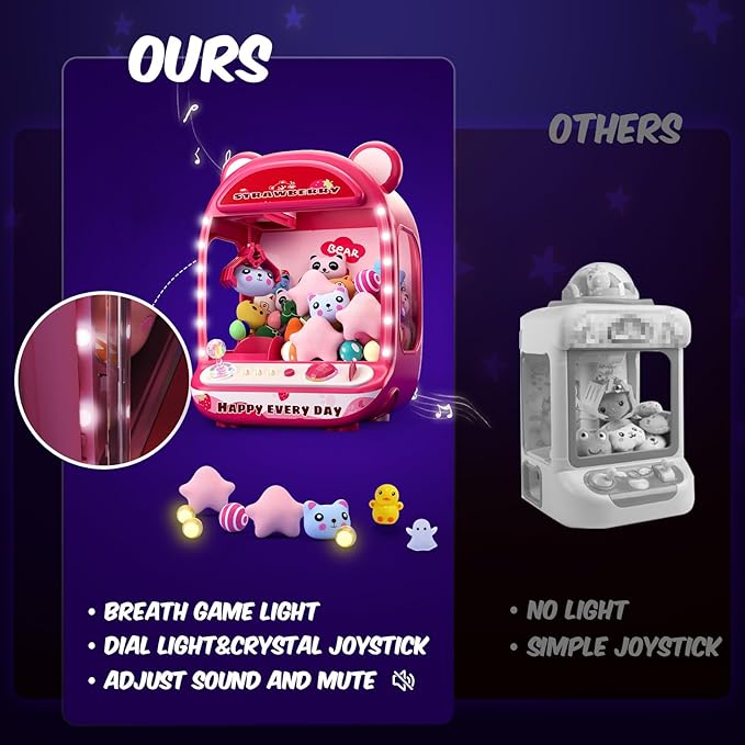 Skirfy Claws Machines for Kids,Unicorns Toys for Girls Age 6+,Mini Vending Machine with Plush Toys,Candy Dispenser Machine,Claws Game Machine,Thanksgiving Birthday Gifts for Kids