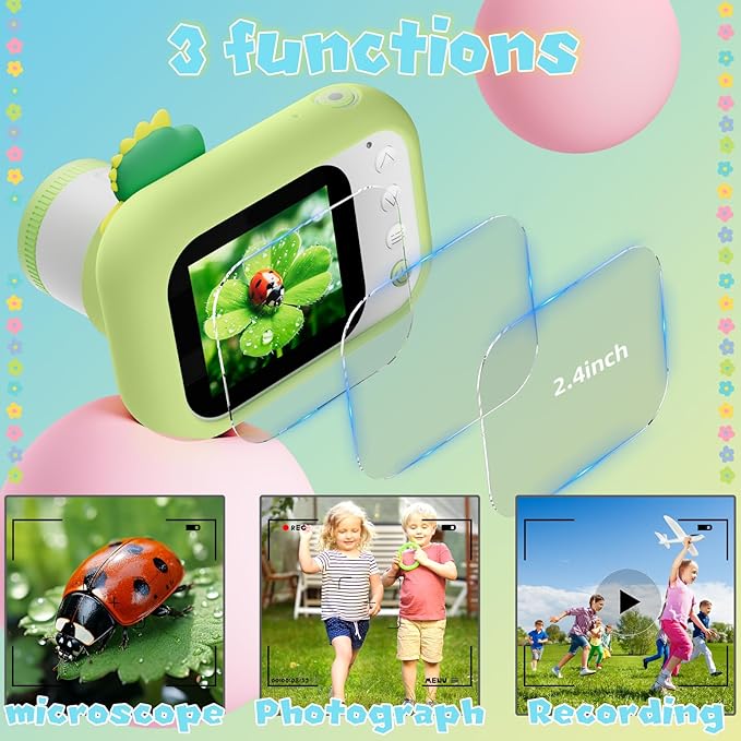 Microscope for Kids Handheld Mini Portable Digital Rechargeable 1000X with 2.4 Screen 1080P 3 in 1 Microscope Photography Recording Edu Gift Age 4-6 8-12 Children Students