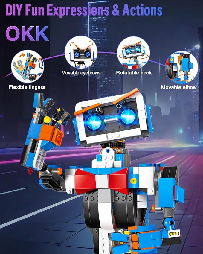 okk STEM Robot Toys for Kids 8-12, APP & Remote Control Robot Building Kit, DIY Engineering Educational Coding Robotics kit, Programmable Robot Building Toys for Boys Girls