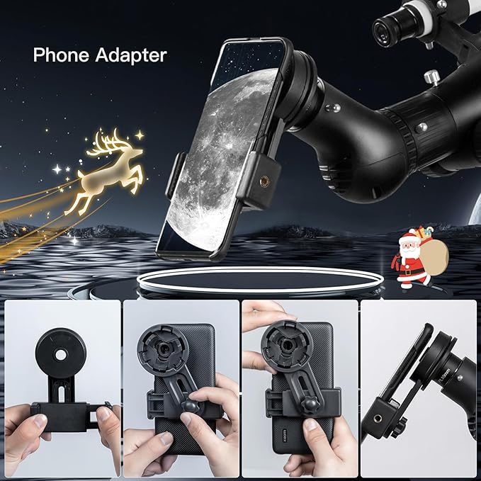 FREE SOLDIER Telescope 70mm Aperture 500mm Refractor Telescope for Adults High Powered - Professional Astronomical Refracting Telescope for Adults Beginners with Phone Adapter White
