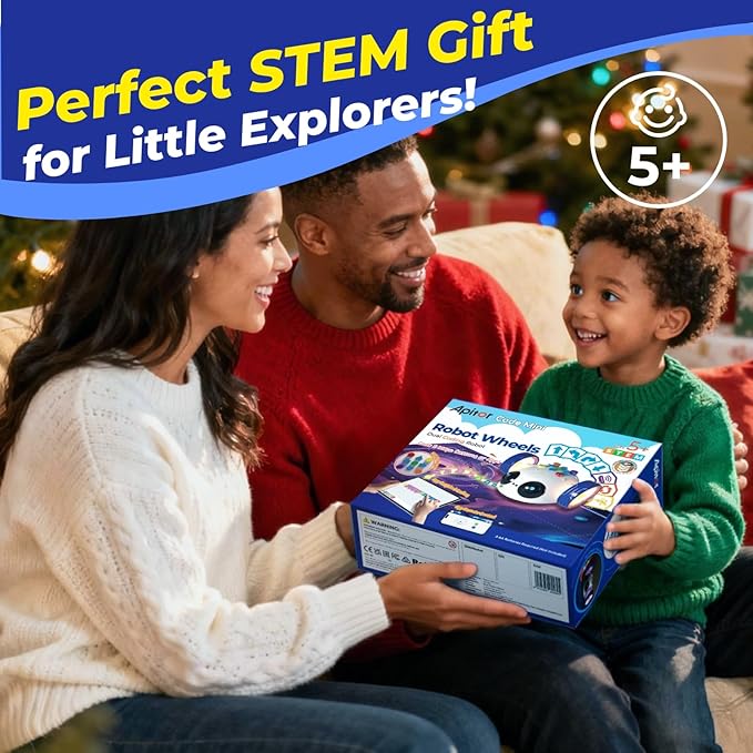 Coding Robot Toys for Kids Ages 5+, STEM Robot Toy Kit with Wheels and Play Cards, Screen Free Remote Control Programming Interactive Toy for Boys and Girls Ages 5-8