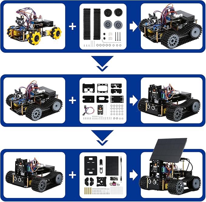 ESP32 Smart Camera Solar Robot Tank Car Kit, STEM Toy Robotics Kit for Kids Age 8-16 Boys Girl, APP & Remote Control 4WD Car with 3MP Camera, Arduino Educational Science Coding Kit Gift for 12+ Teens