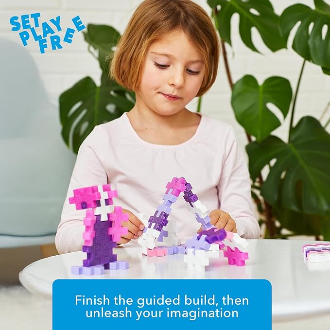 PLUS PLUS Big – 15 Piece Glitter Mix – Construction Building Stem/Steam Toy, Interlocking Large Puzzle Blocks for Toddlers and Preschool, Open Play Tube