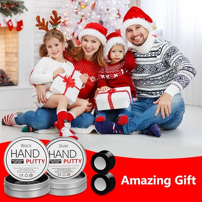 Magnetic Slime Putty, Magnetic Space Putty Slime with Upgraded Magnet Toys for Kids Adults, Fidget Toy Stress Reliever Puddy for Christmas Stocking Stuffers Birthday Gifts(2 Pack,Black&Silver)