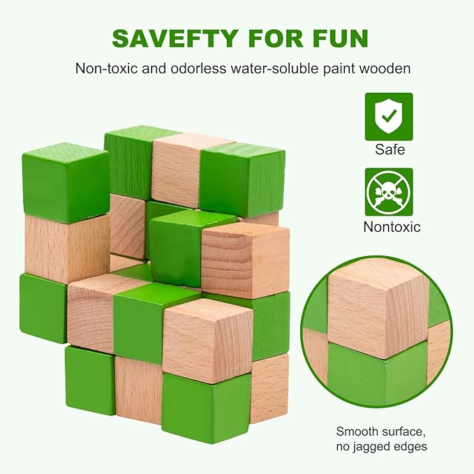 15pcs Brain Teaser Puzzles for Adults - Metal Puzzles 3D Puzzle Game Toys for Adults Teens - Wooden Unlock Interlocking Puzzle Adult IQ Education Smart Toys