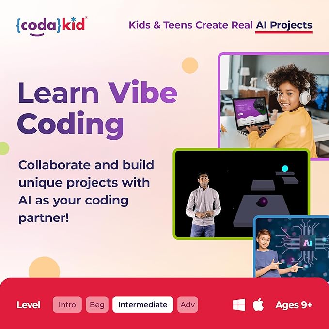 CodaKid AI Coding Courses – Award-Winning STEM Program for Kids & Teens - Learn Artificial Intelligence, Game Design, and Computer Programming with Fun Hands-On Projects and Live Online Mentoring