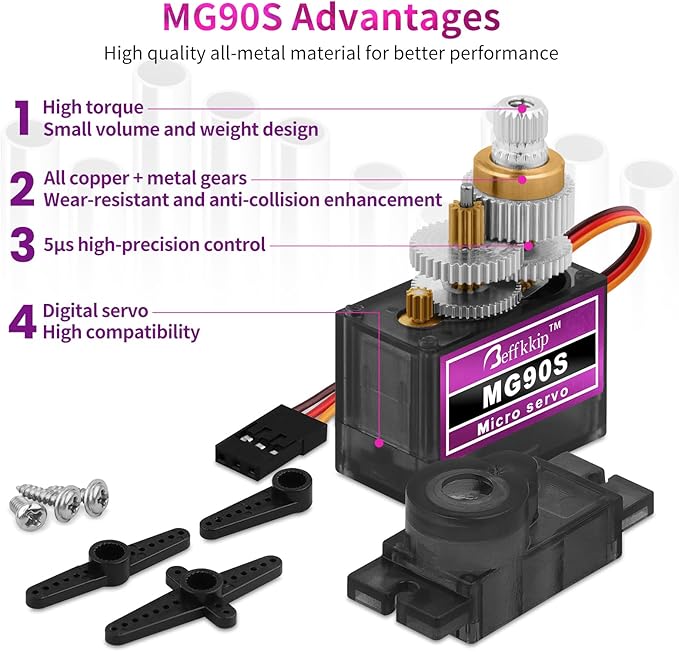 10 Pack Mg90s Servo Motor 9g Micro Servos Kits Metal Gear for DIY Smart Robot Toys RC Toy Car Model Helicopter RC Boat