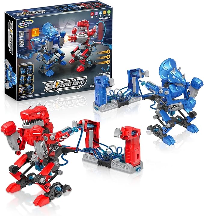 Hydraulic Boxing Bots, STEM Building Kit for Kids, Build 2 Hydraulic-Powered Battle Robots, STEM Educational Fighting Robot Toy Set, Christmas Birthday Gift for Boys & Girls Ages 8-18 Adults