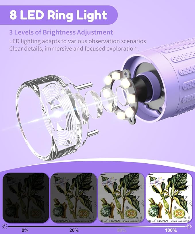 USCAMEL Digital Microscope for Kids 5-7: 1000x Kids Handheld Microscope with Screen 2" inch Pocket miniscope with Slides Kit - for Children Toddler Student Nature Explorers Educational Toy(Purple)