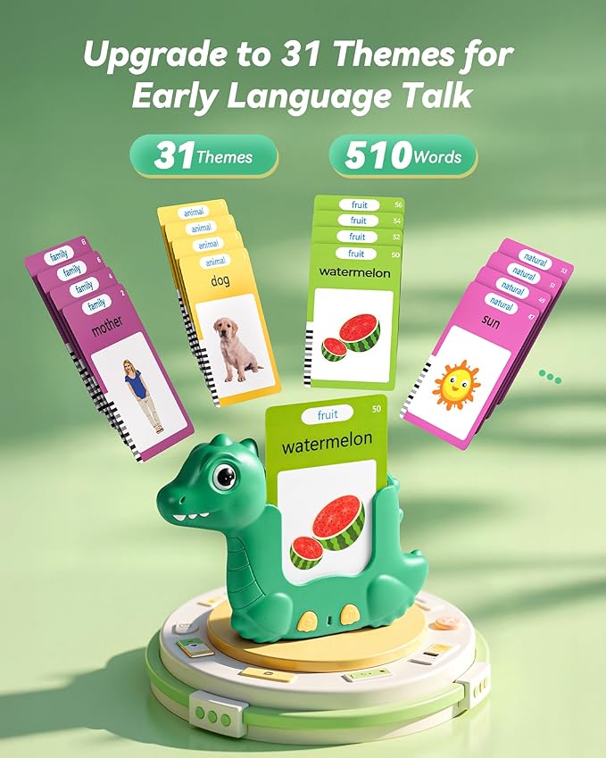 Upgraded 510 Words Talking Flash Cards for Toddlers 1-3, First Words for Language Development, Montessori Learning Toys, Autism Speech Therapy & Sensory Learning Gifts
