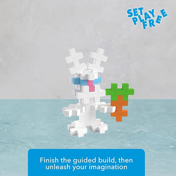 PLUS PLUS Big - 15 Piece Bunny Tube- Construction Building Stem/Steam Toy, Interlocking Large Puzzle Blocks for Toddlers and Preschool
