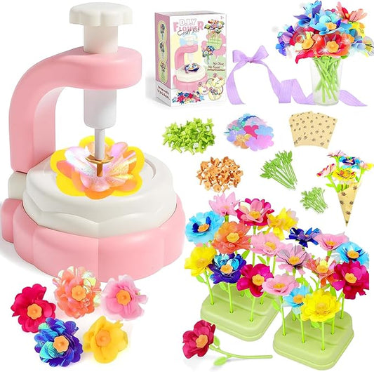 Autotechnx 216PCS Fabric Flower Bouquets Toys, Arts and Crafts for Kids Ages 3-12, DIY Flower Bouquet Kit, Girls & Boys Birthday Gift Ideas, Creative Preschool Learning Educational Toys