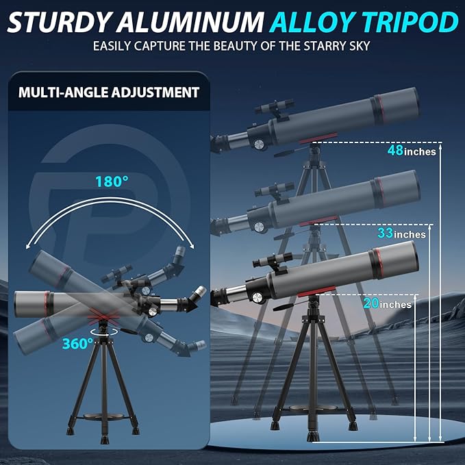 Telescope for Adults High Powered - 90mm Aperture 600mm Refractor Telescope for Kids & Beginners - Portable Astronomy Telescopes Profesional with Phone Adapter Tripod Carry Bag