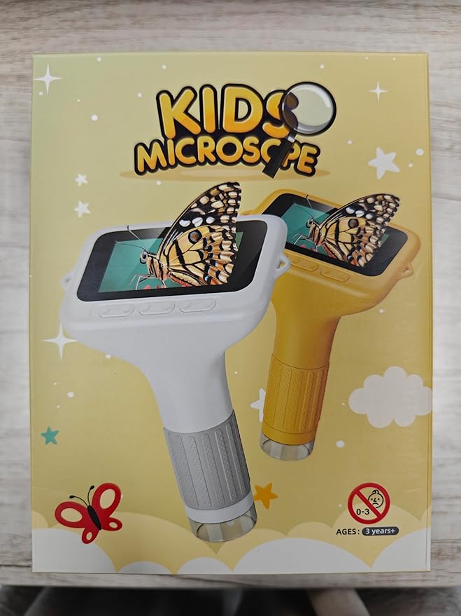 Microscope for Kids, 3'' Digital Handheld Kids Microscope with Adjustable Light, 1000X 1080P Pocket Portable Mini Micro Scope, Stem Toys for Ages 5-7 8-12 Teen Boys and Girls Educational Gifts, Orange