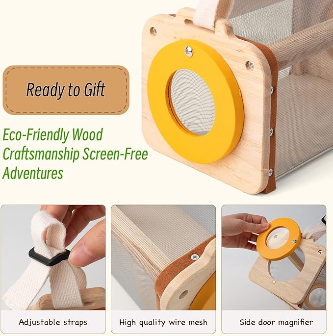 Bug Catcher for Kids, 10PCS Bug Catching Kit with Insect Cage, Butterfly Net, Magnifying Glass, Compass, Tweezers, ID Cards, Outdoor Explorer Kit Toys Bug Catcher Kit for Kids Boys and Girls Ages 3-12