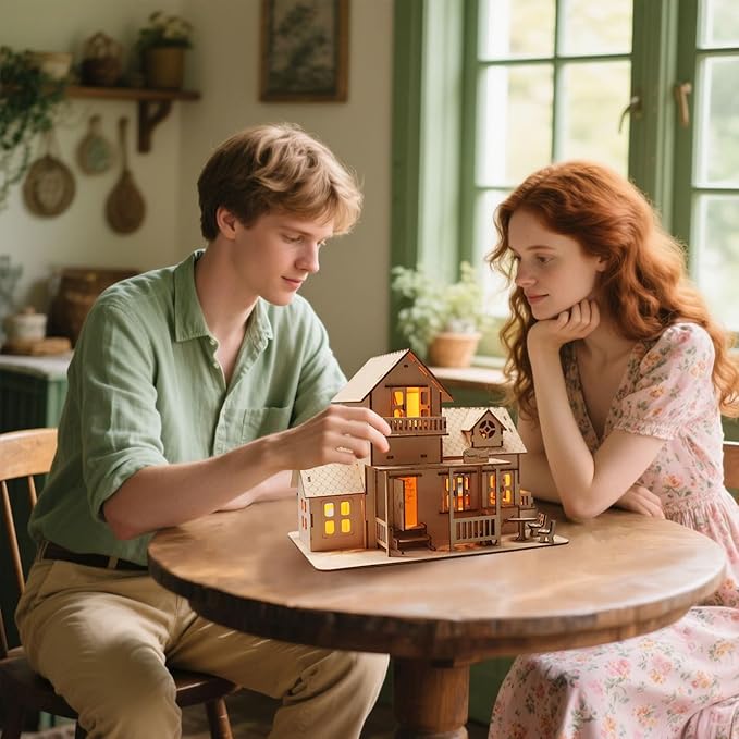 Music Park Wooden 3D Puzzles Sweet Home Model Kits for Adults to Build Christmas and Birthday Gifts Home Decoration