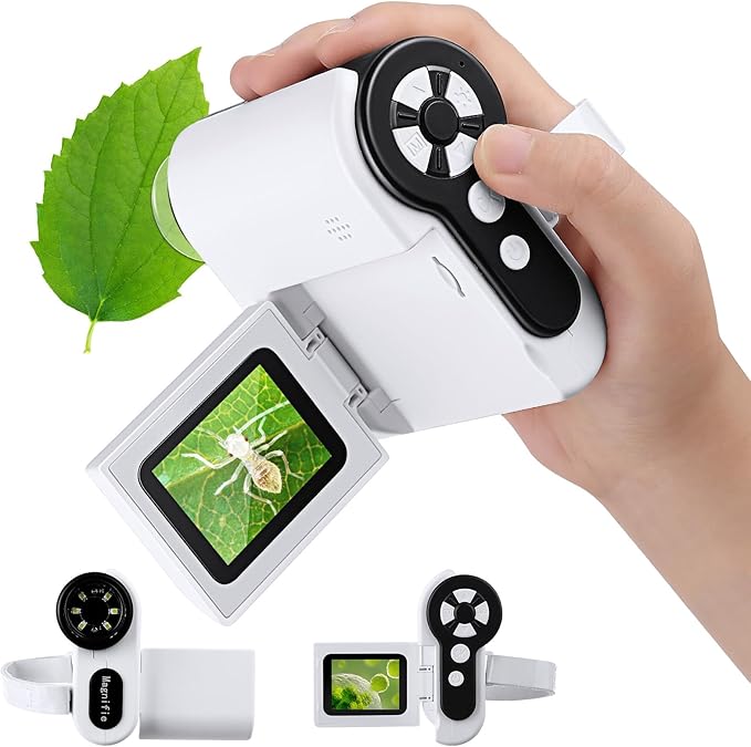 1000X Handheld Microscope for Kids, 4K 2.0" Screen Mini Pocket Microscope with 6 Adjustable LED Lights, Edu STEM Science Christmas Birthday Gifts for 8 9 10 11 12 Year Old Boy Girl