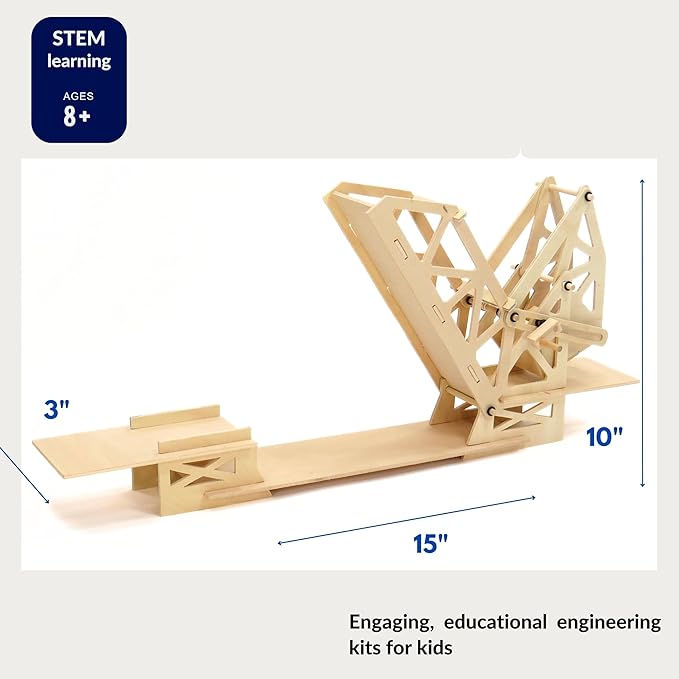 Pathfinders STEM Kit – Bridge Building Kit | Wooden Mechanical Engineering Toy for Kids Ages 7-9 | Strauss Bascule Bridge 3D Puzzle | Educational Science & STEM Project