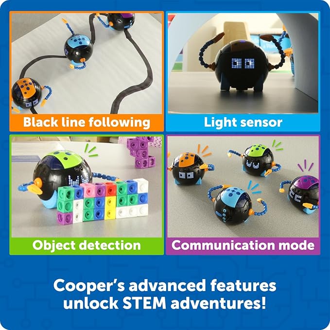 Learning Resources Cooper the STEM Robot Classroom Set - Coding for Kids, Building Toys, Robotics Kids, Montessori Programming, Gifts for Boy and Girls, Must Haves , Interactive Homeschool Supplies