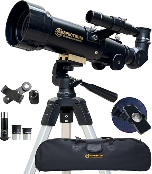 SpectrumOI Telescope for Kids, Telescope for Adults Astronomy Gifts for Kids 8-12 - Premium Refractor 70mm Aperture with Carry Bag and Phone Holder