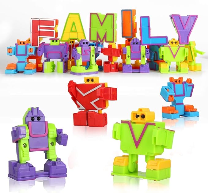 26 Pieces Alphabet Robots for Kids Alphabet Learning Toys, Alphabots Transform Letters for Educational ABC Learning Toys for Kids Ages 3-5, Carnival Prizes, Classroom Rewards, Toddler Birthday Gift
