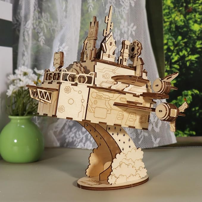 3D Wooden Puzzles Moving Castle Music Box Kits Castle Building Model DIY Crafts Birthday Gift for Women