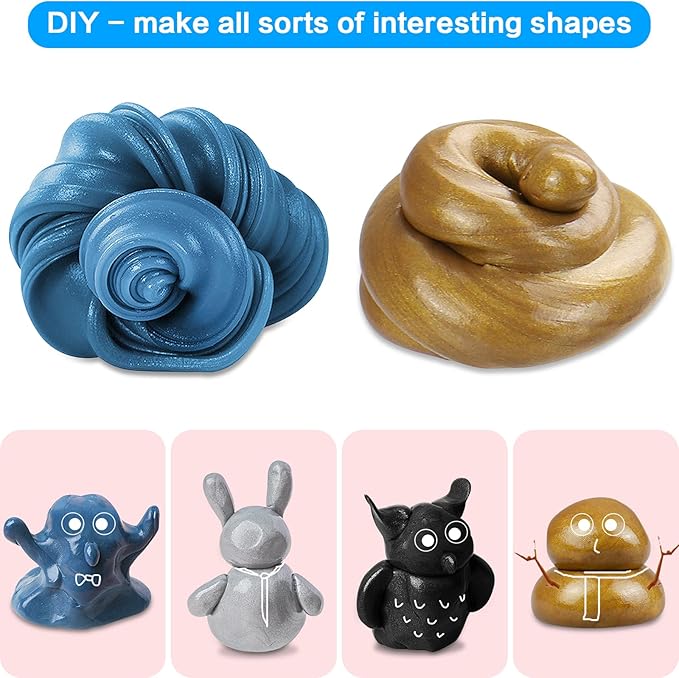 Magnetic Slime Putty, Magnetic Space Putty Slime with Upgraded Magnet Toys for Kids, Fidget Toy Stress Reliever Puddy for Christmas Birthday Gifts Stocking Stuffers(Blue&Gold,2 Pack)