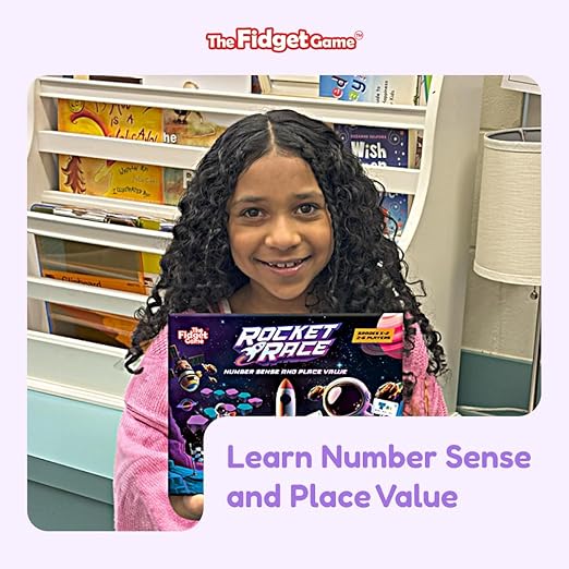 The Fidget Game Rocket Race - Math Board Game for Kids Ages 5-8 | Build Foundational Skills in Number Sense, Comparing, and Place Value | Classroom Must Have for Grades K-2