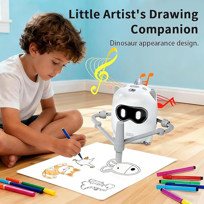 Drawing Robot for Kids with Camera Recognition, Smart Voice Interactive Painting Robot Educational Machine, Learning Toys with 100 Cards, 12 Colorful Pens for 3 4 5 6 7 8 Year Old Boys Girls