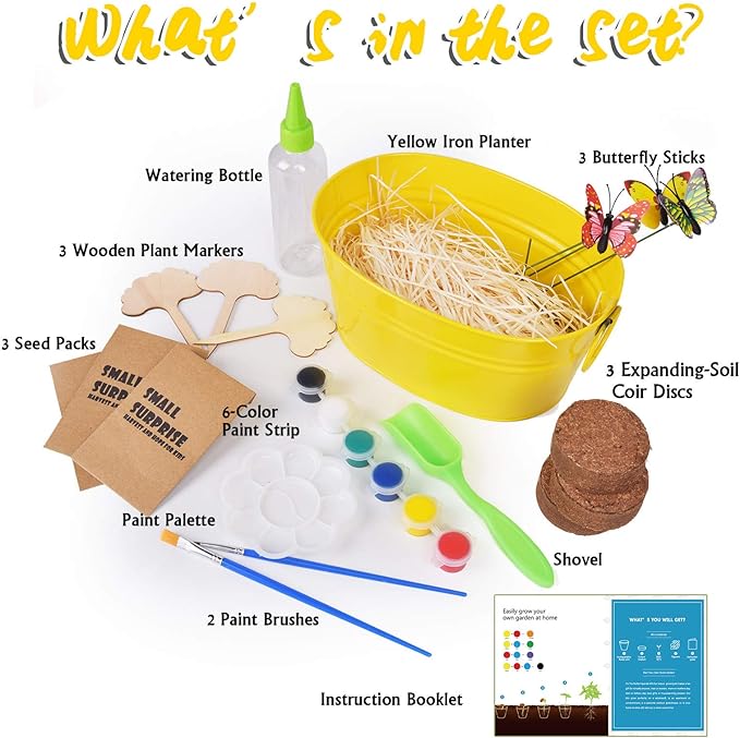 Paint & Plant Flower Gardening Kit - Gifts for Girls Ages 8-12, Arts and Crafts for Kids Ages 8-12, Kids Gardening Set, Birthday Toys Christmas Gifts for Girls Boys Ages 4 5 6 7 8 9 10 11 12