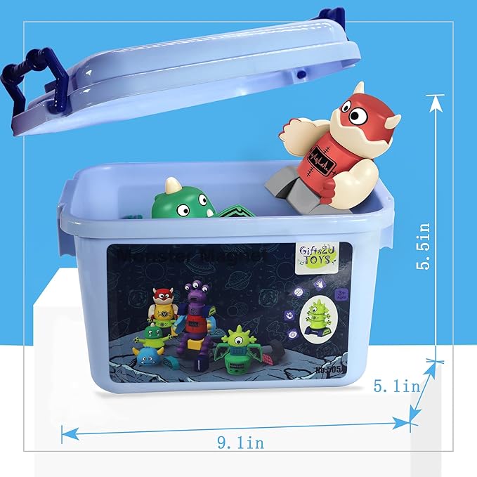 Gifts2U Magnetic Robots for Kids, 35 PCS Magnetic Blocks Set with Storage Box, Stacking Robots Toy STEM Educational Playset for Boys and Girls Ages 3-6