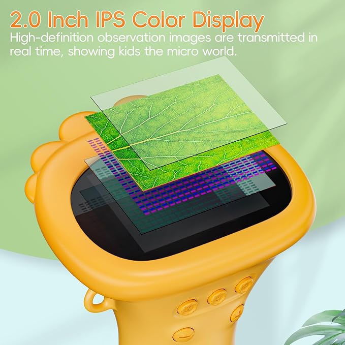 Microscope for Kids, SKYBASIC 2" IPS Screen 1000X Handheld Digital Microscopes HD Pocket Portable Mini USB Microscope Camera, PC Compatible, Science Edu Fun Birthday Gifts Toys for Children Students