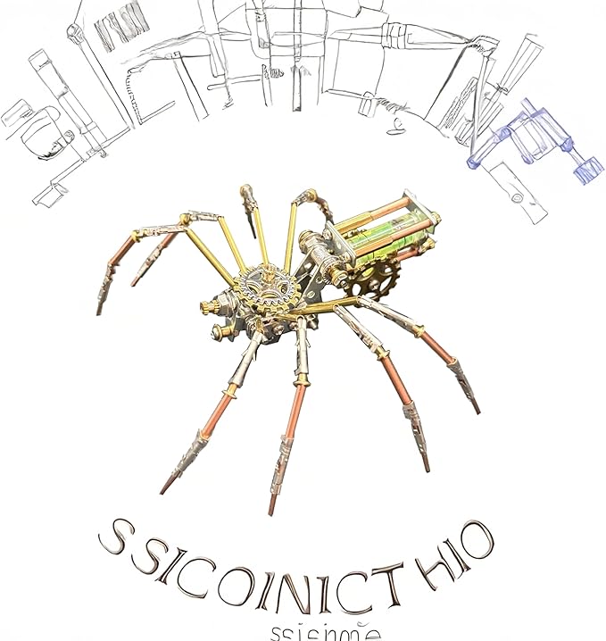 Steampunk Mechanical Insect Spider Model Hobby Kit,DIY Projects Metal Building 3D Metal Puzzles Gifts for Birthday, Ideas(Mechanical Spider F)