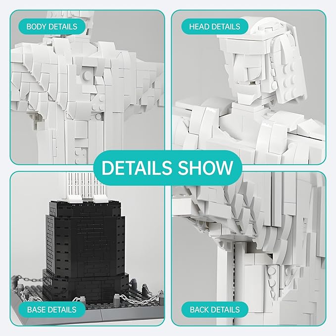 Architecture Christ The Redeemer Statue Building Blocks Sets Brazil Jesus Building Kits Model Toys Gift for Adults Kids Teens 973 PCS