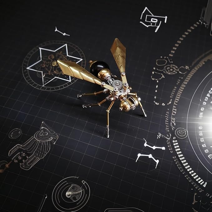 3D Metal Insect Hornet Model Kit, Steampunk Bug Mechanical 3D Puzzle Assembly,DIY Pprojects Metal Building Hobby Kits,Making Kit Arts and Crafts Cool for Birthday(Hornet)